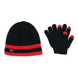 Polar Extreme Boy's One Size Double Stripe Hat and Texting Glove Set - 1 of 3