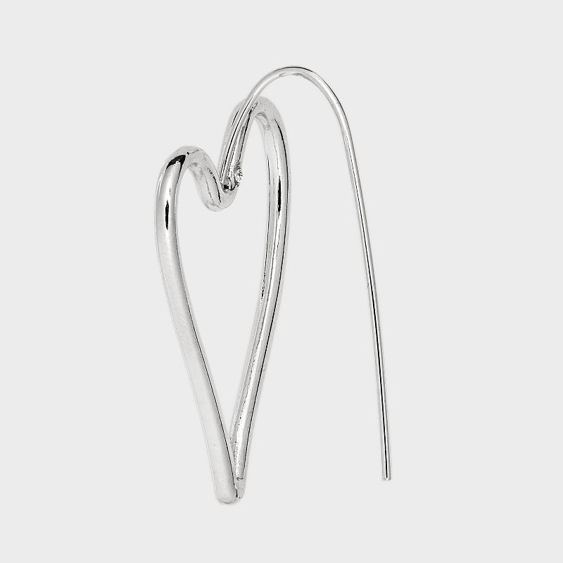 Heart Shaped Threader Earrings - Universal Thread&#8482; Silver, 4 of 5