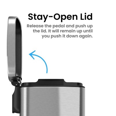 1.3 Gallon Silver Stainless Steel Step Trash Can
