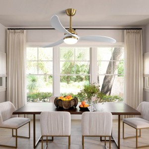 52"Smart Ceiling Fans With Dimmable Led Light 3 Solid Wood Blades Reversible Dc Motor White By Remote Or App And Voice Control-The Pop Home - 1 of 4