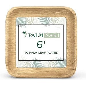 Palm Naki Small Square Palm Leaf Plates (40 Count) - Eco-Friendly, Compostable - 1 of 4