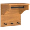 Aghana Digitals Rustic Wall-Mounted Coat Rack with 3 Hooks & Shelf, Solid Pine Wood, Varnished - 2 of 4