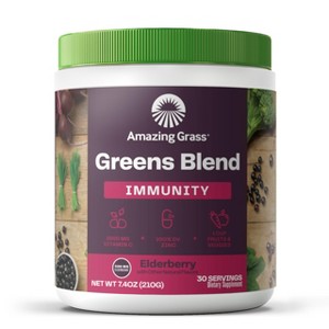 Amazing Grass Greens Blend Superfood for Immune Support: Super Greens Powder with Spirulina, Chlorella, Elderberry, Enzymes & Probiotics, 30 Servings - 1 of 4