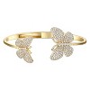 Guili Sterling Silver 14K Gold Plated with Cubic Zirconia French Pave Butterfly Open Cuff Bangle Bracelet, Elegant Design for Modern Glamour - 2 of 2