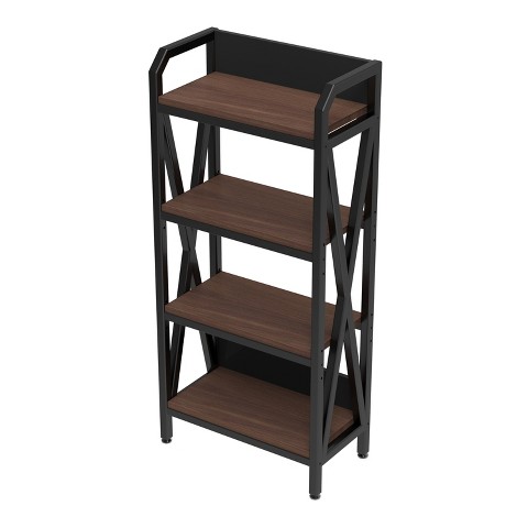 LauKingdom Bakers Rack 4-Level Storage Shelves Mental and Wooden Kitchen Shelves, Kitchen Organizers and Storage, for Garage, Pantry, Bathroom ,25.60'' Length