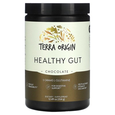 TERRA ORIGIN Healthy Gut Chocolate | 30-Servings with L-Glutamine, Zinc, Glucosamine, Slippery Elm Bark, Marshmallow Root and More!
