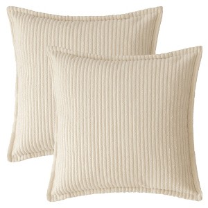 REGALWOVEN Solid Striped Soft Cozy Decorative Throw Pillow Covers for Sofa Home Decor 2 Pcs - 1 of 4