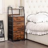 KTMBDW Night Stand with 5 Drawer and 2-Tier Display Shelf,Rustic Brown Dresser for Bedroom, Skinny Nightstand for Hallway, Closet, and Nursery - 3 of 4