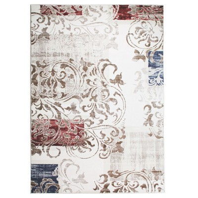 Geometric Patchwork Scrolling Modern Traditional Indoor Area Rug by Blue Nile Mills
