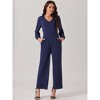 Seta T Women's V Neck Long Sleeve High Waist Wide Leg Casual Jumpsuits with Pockets - 3 of 4