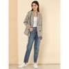 INSPIRE CHIC Women's Casual Fit Notched Lapel Double Breasted Plaid Formal Blazer - 3 of 4