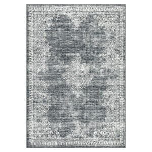 Washable Vintage Printed Rug Non Slip Low Pile Rug Soft Throw Floor Cover Foldable Indoor Carpet for Living Room Bedroom Playroom Nursery - 1 of 4