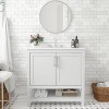 Taylor & Logan 36" Vivien Bathroom Vanity White: Carrara Marble Countertop, Ceramic Sink, Adjustable Shelf - 3 of 4