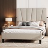 King Upholstered Platform Bed Frame - Full Size Modern Linen Headboard with Heavy Duty Metal Frame & Wood Slat Support, No Box Spring Needed, - 2 of 4