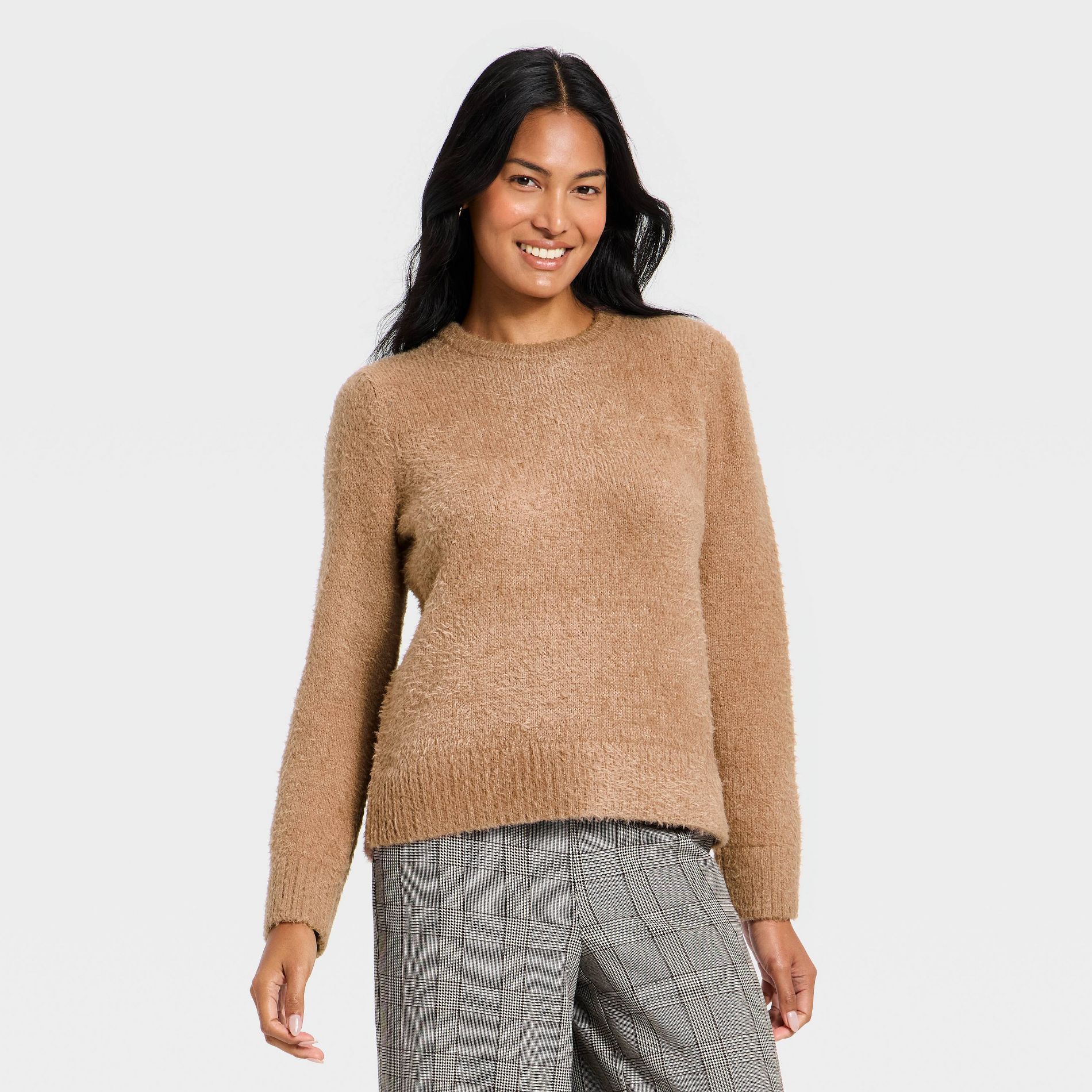 Women's Long Sleeve Fuzzy Pullover Sweater - A New Day™