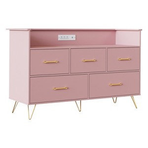 Dresser for Bedroom with 5 Drawers, 47 in Wide Chest of Drawers with Charging Station - 1 of 4