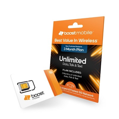 Boost Mobile Preloaded SIM Card Unlimited Data 3 Month