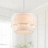 Dewdrop 4-Light Farmhouse Drum Chandelier, 21.65 Inch Large Pendant Light with Beige Fabric Shade, Modern Boho Hanging Fixture - 2 of 4