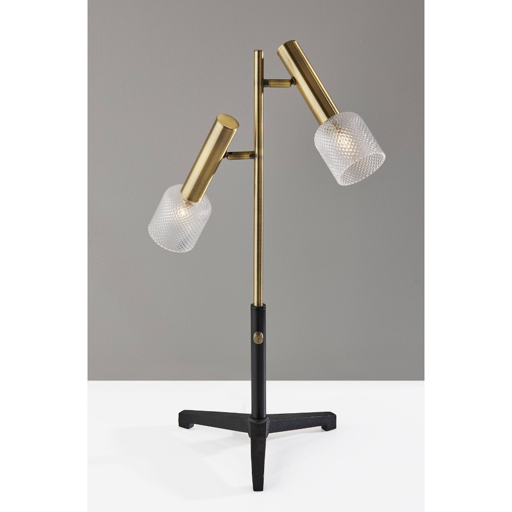 Photos - Floodlight / Street Light Adesso Melvin LED Table Lamp Antique Brass  Black - Ades (Includes LED Light Bulb)