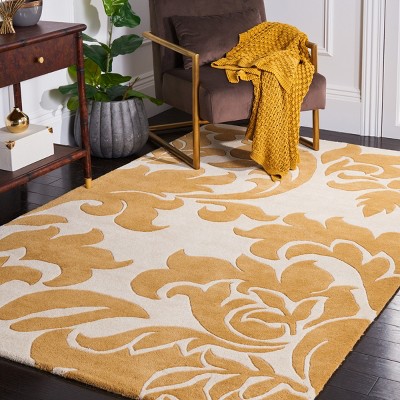 Barcelona Yellow and Off-White Hand-Tufted Wool 4' x 6' Rug