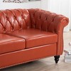 CAVINAS Chesterfield Sofa with Rolled Arm, Modern PU Leather 3 Seater Sofa Couch, Upholstered Vintage Couch for Living Room - 3 of 4