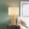 ALOADECOR 1-Light 22'' Modern Coastal  Natural Rectangular Travetine Table Lamp With Beige Linen Shade For Bedroom and Living Room - 2 of 4