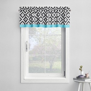 Bacati - Rod Pocket Window Valance Aztec Love Black Turquoise - 1 of 4