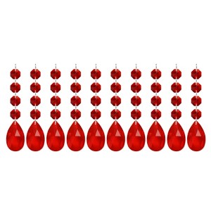 Unique Bargains Hanging Ornament DIY Craft Teardrop Crystal Chandelier Pendant Beads 4.92" x 1.5" 10 Pcs - 1 of 4