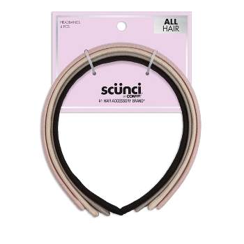 scünci Thin Microsuede Headbands - Neutral - All Hair - 4pk