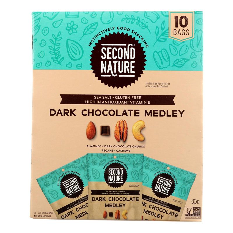 Second Nature Dark Chocolate Nut Medley - Case of 4/10 pack/1.25 oz, 2 of 6