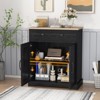 Storage Cabinet with 2 Doors, Modern Farmhouse Sideboard Buffet Cabinet with Drawer & Adjustable Shelf for Living Room, Kitchen, Bedroom - 2 of 4