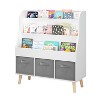 Dexmalle Kids Bookshelf with 3 Gray Fabric Storage Bins - 2 of 4