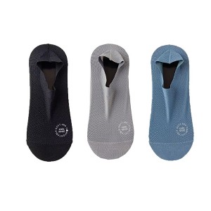 Anna-Kaci Men's No-Show Mesh Socks with Non-Slip Silicone Heel Grip and Breathable Low-Cut Design 3-Pack - 1 of 4
