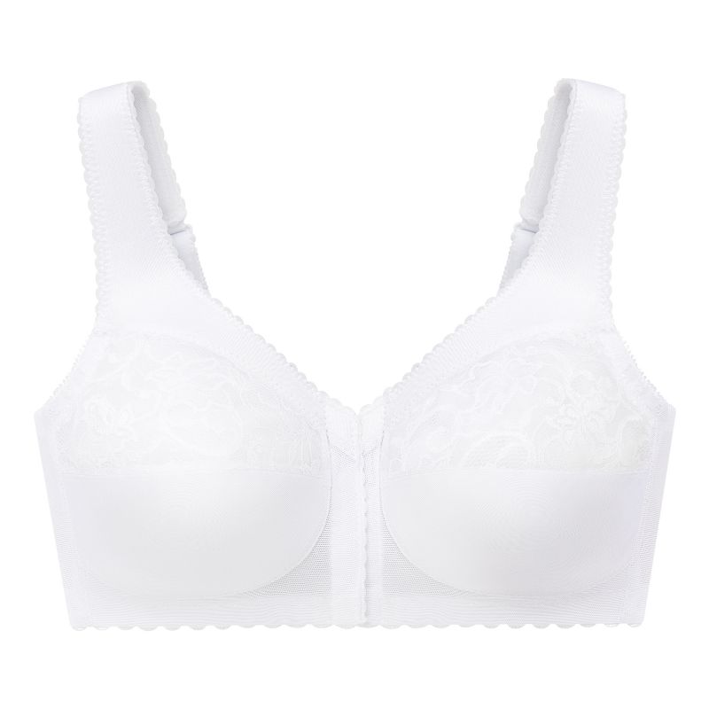 Glamorise Womens MagicLift Natural Shape Front-Closure Wirefree Bra 1210 White, 4 of 5