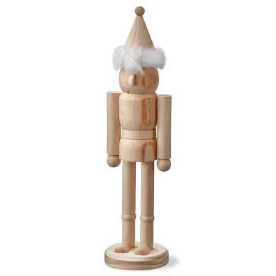 tagltd DIY Unfinished Wooden Nutcracker Decor with Fur Trim Cap, 12.6 in.