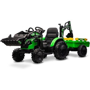 3-in-1 Ride-on Car, Ride-on Tractor with Bucket, Excavator Trailer with Remote Control, EVA Tires, LED Lights, Music, USB Port - 1 of 4