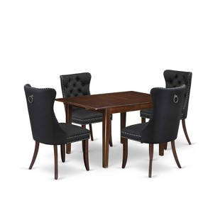 5-Piece Mahogany Finish Solid Wood Top - Rectangular Upholstered Dining Room Set  (Seats 4) - 1 of 4
