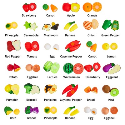 46-Piece Multicolor ABS Plastic Play Food Set with Kitchen Accessories