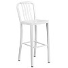 Flash Furniture Commercial Grade 30" Round Metal Indoor-Outdoor Bar Table Set with 2 Vertical Slat Back Stools - 4 of 4