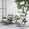 Outsunny Zero Gravity Lounge Chair Set of 2 Reclining Folding Outdoor Lounge Chairs with Cushion, Headrest, and Side Tray for Patio Beach - 2 of 4