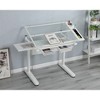 Runesay Adjustable White Drafting Table Drawing Desk with 2 Metal Drawers and Stool - 4 of 4