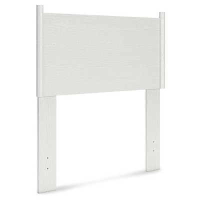 White Twin Upholstered Wood Platform Bed with Faux Leather Cushion