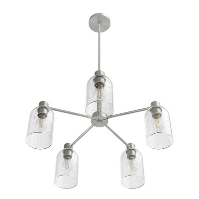 Lochemeade 5-Light Brushed Nickel Seeded Glass Chandelier