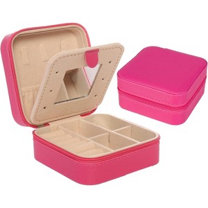 Travel jewelry box Travel Jewelry Organizer Small box Gift for Girls Women with Mirror - 1 of 4