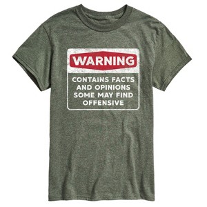 Men's - Instant Message - Warning Contains Facts And Opinions Short Sleeve Graphic T-Shirt - 1 of 4