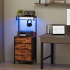 Furnulem Nightstand with Charging Station, 38'' Tall Dresser with 4 Fabric Drawers and LED Light, Bedside Table with Storage Shelf for Bedroom, Office - 4 of 4