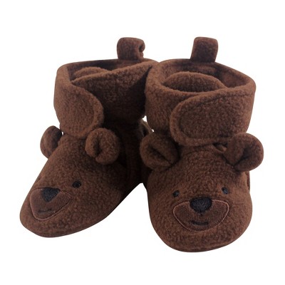 Image of Hudson Baby Infant and Toddler Girl Cozy Fleece Booties, Brown Bear, 6-12 Months