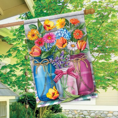Spring Floral Jars Multicolor Polyester House Flag 28" x 40"