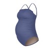 Women's Chic Navy Blue Smocked Maternity One Piece Swimsuit - Cupshe - 2 of 4
