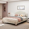 Queen/King Size Upholstered Platform Bed Frame with Adjustable Headboard, Linen Fabric Padded, No Box Spring Needed, Beige-ModernLuxe - 2 of 4